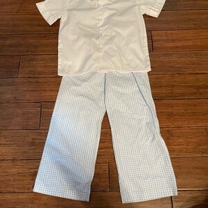 White and Blue Check Pant with White shirt  Set Matching boutique outfit